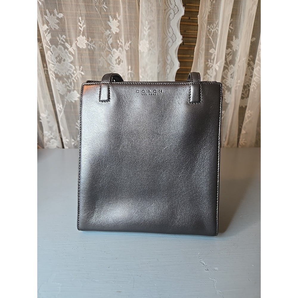 Vintage Coach 6152 Gray Metallic Pearlized Party Bag  Small Metal Tag S1